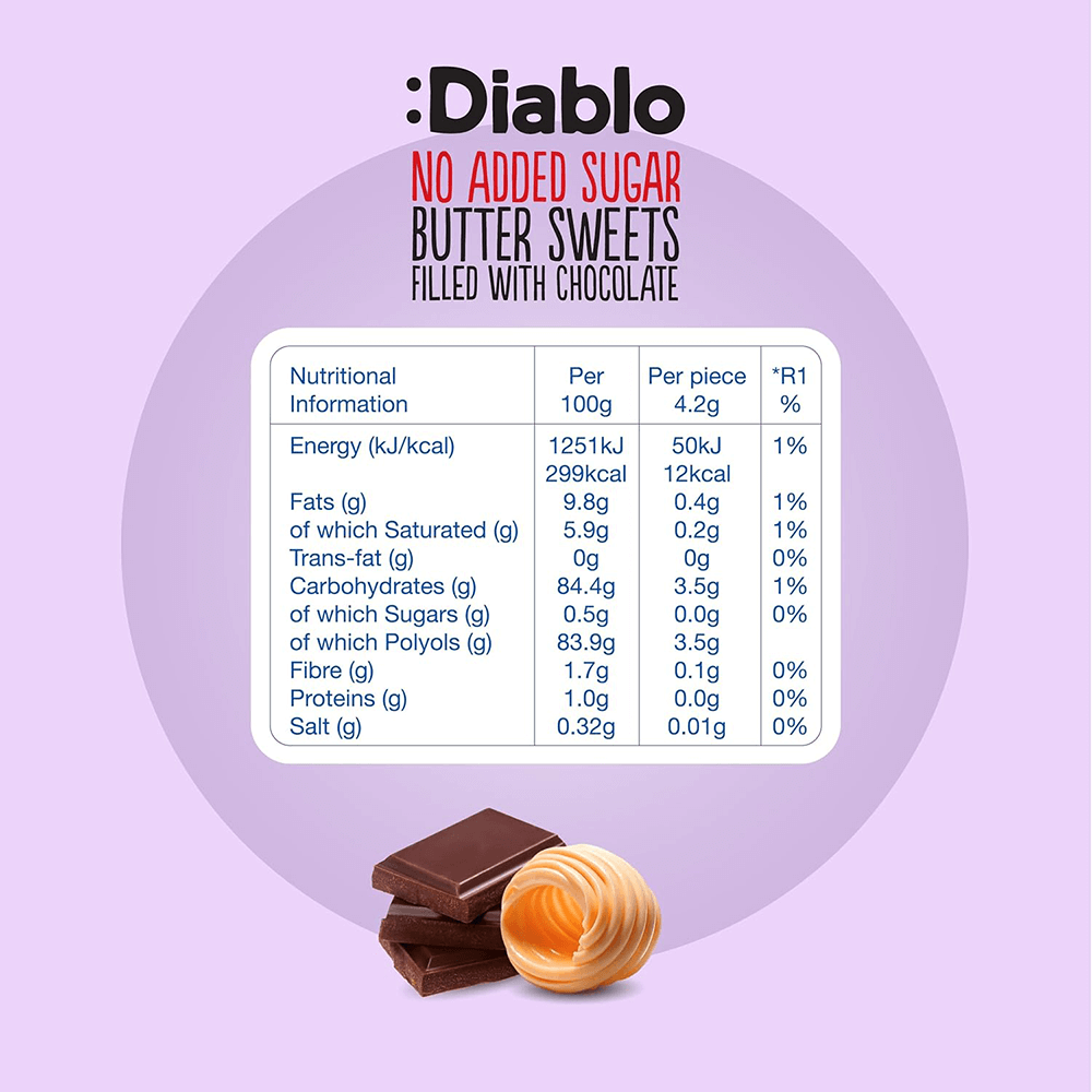 Butter Filled with Chocolate Sweets - 75g. (No Added Sugar)
