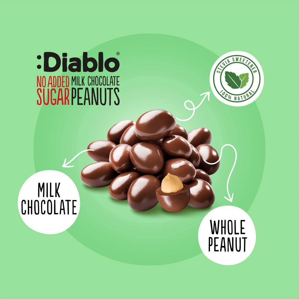 Diablo Milk Chocolate Peanut - 40g. (No Added Sugar)