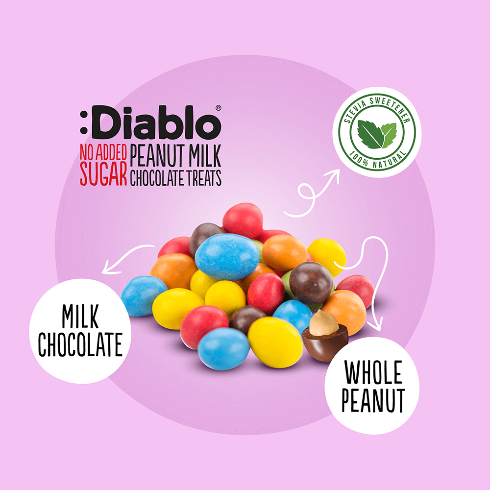 Diablo Peanut Milk Chocolate Treats - 40g. (No Added Sugar)