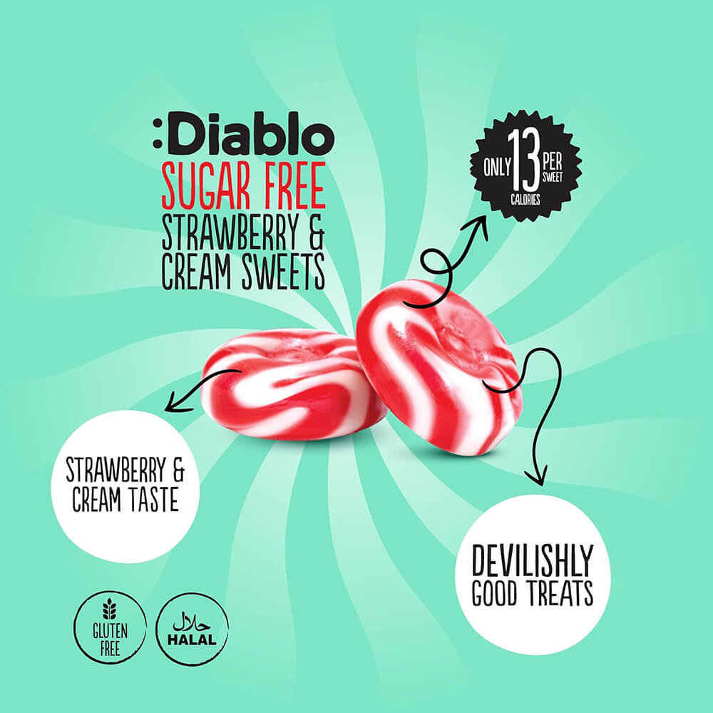 Strawberry and Cream Sweets - 75g. (Sugar Free)